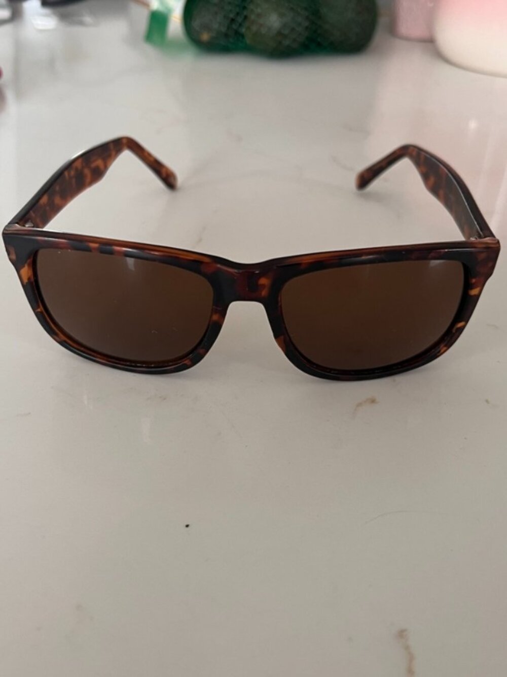 Fossil Mens Womens Sunglasses Tortoiseshell Brown Lens Wayfarer Square Frame